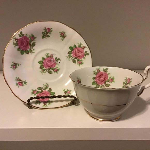 Vintage Adderley Pink Roses Bone China Tea Cup - Picture 4 of 7